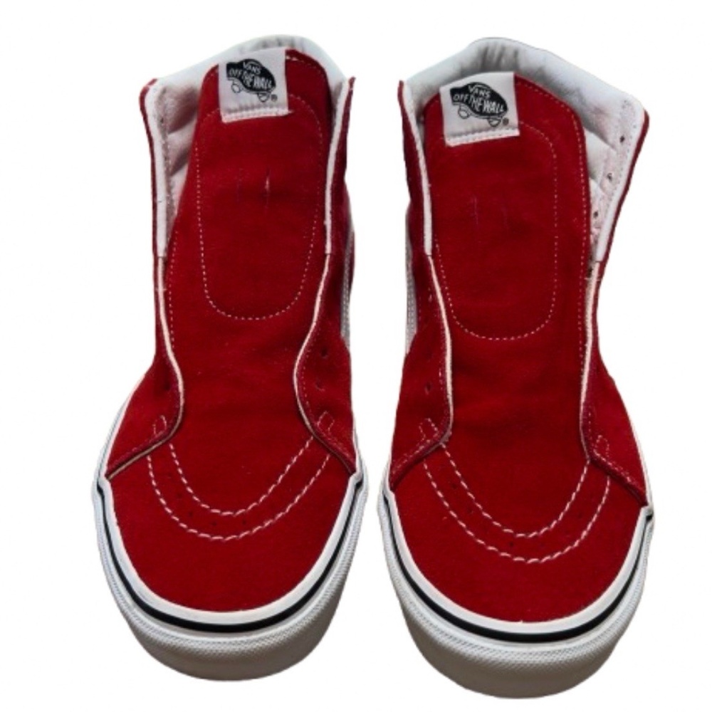 Vans Sk8-Hi Women's 10 Sneakers Mens 8.5 High Tops Red White Suede Skateboard SB - Picture 2 of 10